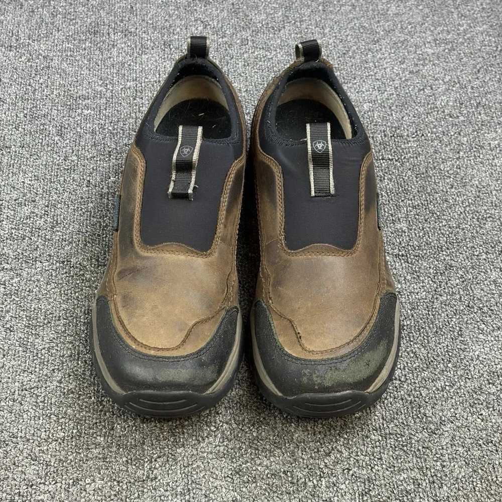 Ariat Terrain Ease Waterproof Slip-On Shoes Men's 11D Brown Leather Outdoor Hike